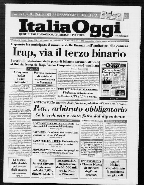 Italia oggi : quotidiano di economia finanza e politica